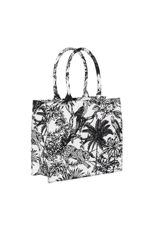 Tote bag jungle Black & White Polyester